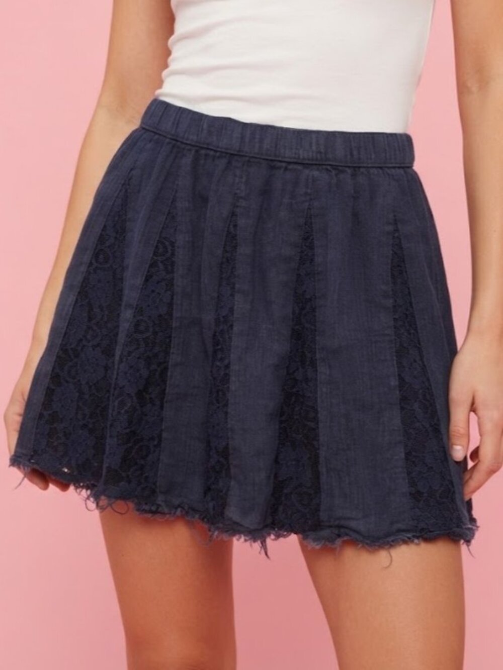Hollister Floral Lace Panel Mini Skirt Size Small